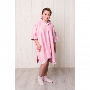 Халат-пончо для девочки, размер 80 ? 60 см, розовый, махра