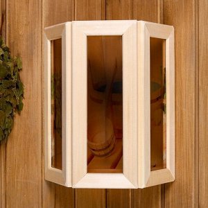 Абажур деревянный "Банные аксессуары" со вставками из стекла с УФ печатью, 33х29х12см