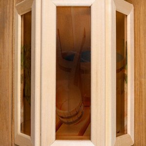 Абажур деревянный "Банные аксессуары" со вставками из стекла с УФ печатью, 33х29х12см