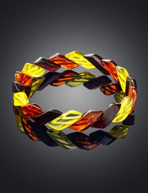 Яркий браслет из натурального янтаря «Змейка», 005201224