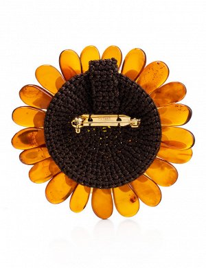 Ожерелье с подвеской-брошью на шнурке «Хризантема разноцветная»