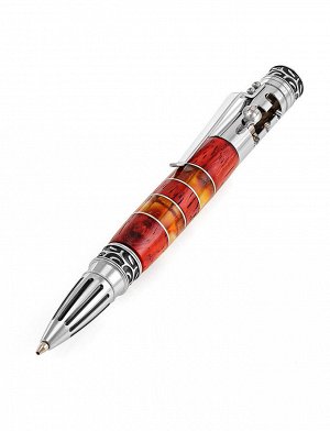 Необычная ручка с красной древесиной падука и натуральным янтарём «Драйвер», 810611135