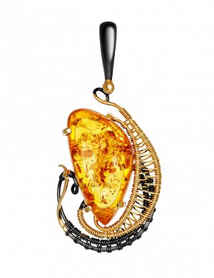 Изысканный кулон «Версаль» из золотистого янтаря и позолоченного серебра, 910203404