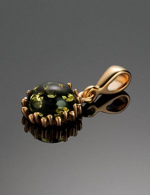 Небольшой кулон из позолоченного серебра и зелёного янтаря «Бруния», 910205256