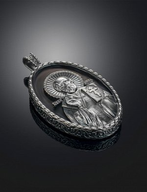 Серебряная подвеска-образок с ликом Святого Николая Чудотворца, 909211184