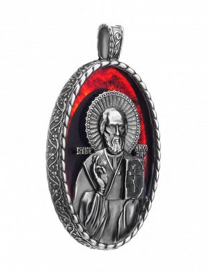 Серебряная подвеска-образок с ликом Святого Николая Чудотворца, 909211184