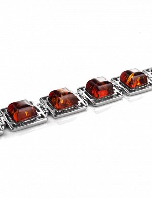 Браслет «Итака» со вставками из натурального балтийского янтаря коньячного цвета