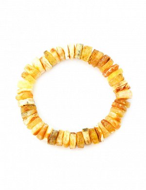 Лечебный браслет из натурального янтаря «Шайбы медовые пестрые мелкие», 5049109082