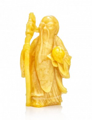 Статуэтка из натурального балтийского янтаря медового цвета «Хотэй», 005301179