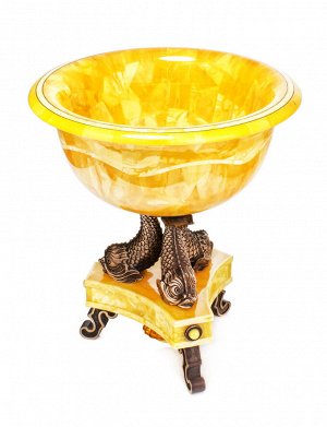 Уникальная декоративная ваза ручной работы из натурального балтийского янтаря и серебра, 005501180