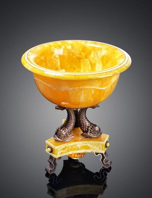 Уникальная декоративная ваза ручной работы из натурального балтийского янтаря и серебра, 005501180