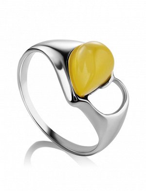 Изысканное серебряное кольцо с натуральным янтарём медового цвета «Эвридика», 906305402