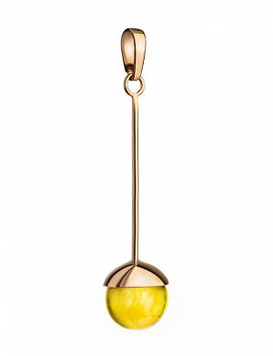 Оригинальная подвеска из позолоченного серебра и натурального лимонного янтаря «Париж», 010201119