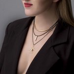 Кулон на шнурке &quot;Цепь&quot; эксклюзив, закат, цвет белый в золоте, 42 см