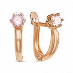 Серьги &quot;Классика с камешком&quot;, розовое золочение, цвет розовый