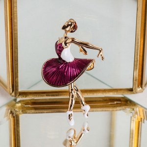 Брошь "Балерина" в пуантах, цвет бело-фиолетовый в золоте