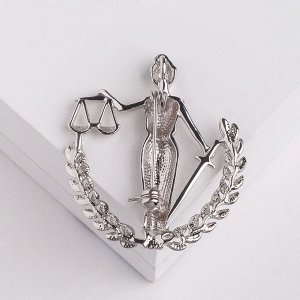 Брошь "Фемида" богиня правосудия, цвет серебро