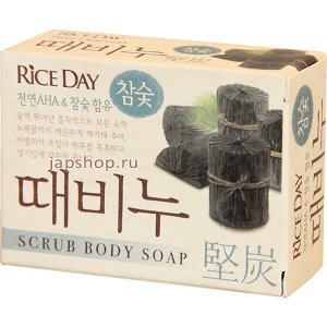 Мыло туалетное скраб LION Korea Rice Day 100г Древесный уголь