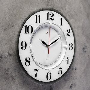 Часы настенные, серия: Классика, "Классика", 34 см стекло, белые Рубин
