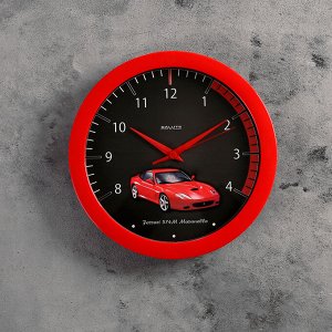 Часы настенные круглые "Sports car", красные, детские
