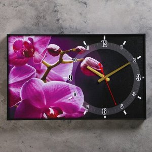 Часы настенные, серия: Цветы, "Розовые орхидеи", 57х35х4  см, микс
