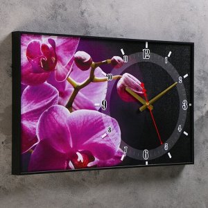 Часы-картина настенные, серия: Цветы, "Розовые орхидеи", 57 х 35 х 4 см, микс