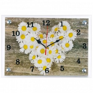 Часы настенные, серия: Цветы, "Ромашки в форме сердца"25х35 см, в ассортименте