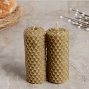 Набор свечей из вощины медовой с доб.эфирного масла &quot;Корица&quot; 8 см, 2 шт Со Светлой Пасхой
