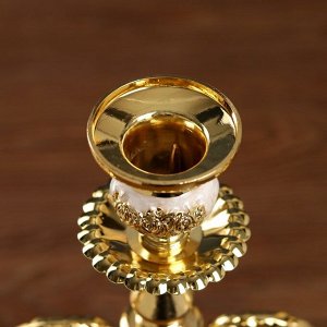 Подсвечник металл на 3 свечи "Розарий" золото, белая эмаль 36,5х31,5х12 см