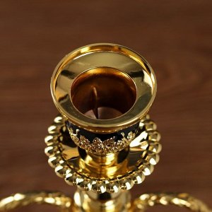 Подсвечник металл на 3 свечи "Розарий" золото, чёрная эмаль 35,5х32х12 см