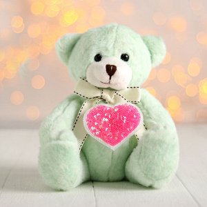 Мягкая игрушка «Медведь», с сердцем, 20 см, цвет мятный