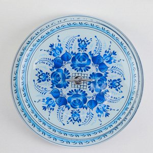 Фруктовница стеклянная 2-х ярусная круглая Доляна «Синева», d=25/20 см, цветолубой