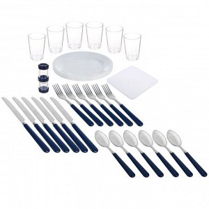Термосумка "Арктика", 22 л, с набором посуды для пикника на 6 человек, цвет синий