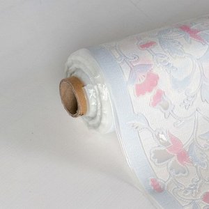 Клеёнка ажурная Lace 137-180 см, рулон 10 скатертей, цвет розово-голубой