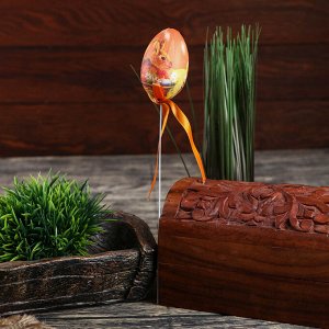 Декор пасхальный на палочке "Зайчик в корзине с ромашками" набор 4 шт яйцо 4х6 см 24х4х4 см
