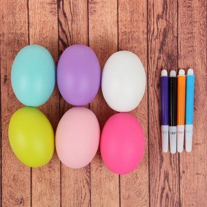 Раскраска фломастерами "Яйцо", набор 6 шт., фломастеры 4 шт., цвета МИКС