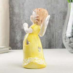 Сувенир керамика световой "Ангел-девочка в жёлтом платье. с крестом в руках" 12.1х6х7 см