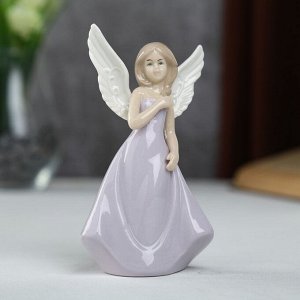 Сувенир керамика "Девушка-ангел с рисунком на крыльях в сиреневом платье" 13.6х5.5х7.8 см