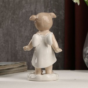 Сувенир керамика "Ангелочек-девочка на облачке в белом платьице" 13х6х6 см