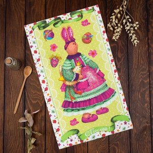 Полотенце пасхальное «Доляна. Пасхальный зайчик», 35x60±2 см, хлопок 100%, рогожка 162 г/м²
