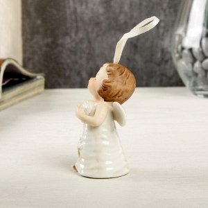 Сувенир керамика подвеска "Ангел-малыш в платье с ракушками" 7.2х4.2х4.5 см