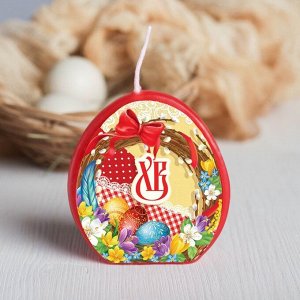 Пасхальная свеча-яйцо с картинкой «Венок»