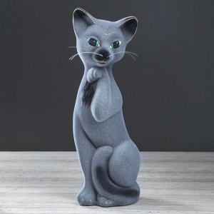 Копилка "Кошка Алиса", флок, серо-чёрная, 30 см