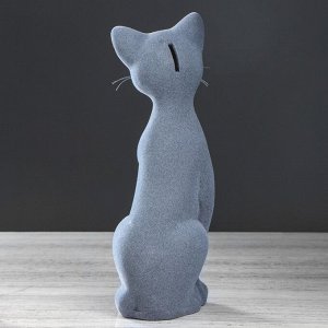 Копилка "Кошка Алиса", флок, серо-чёрная, 30 см