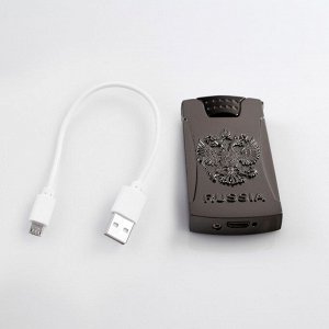 Зажигалка электронная "Герб России", USB, спираль, золотистая, 3.5х7 см