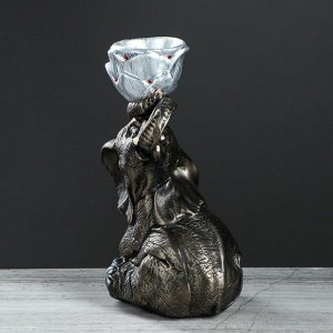 Статуэтка-кашпо "Слон с чашей", бронза, декор, гипс, 18*14*30 см