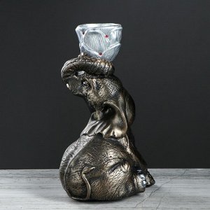 Статуэтка "Слон с чашей", цвет бронзовый, 30 см