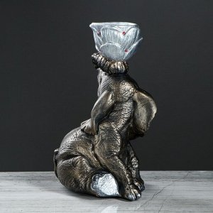 Статуэтка "Слон с чашей" цвет бронзовый, 30 см