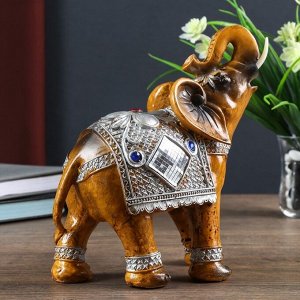 Сувенир полистоун "Слон в попоне-кольчуге с мозаикой и золотыми узорами" 21х9х19.5 см