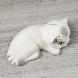 Копилка "Кот Малыш", покрытие флок, белый, 8 см, микс